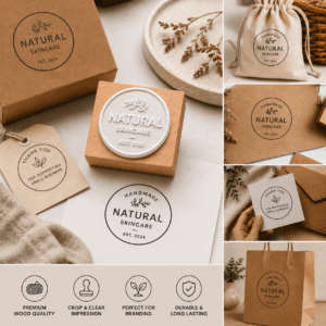 Custom Wooden Logo Rubber Stamp – Premium Branding Stamp for Packaging & Small Business